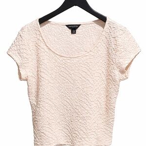 Liz Claiborne Textured Scoop Neck Tee - Light Blush